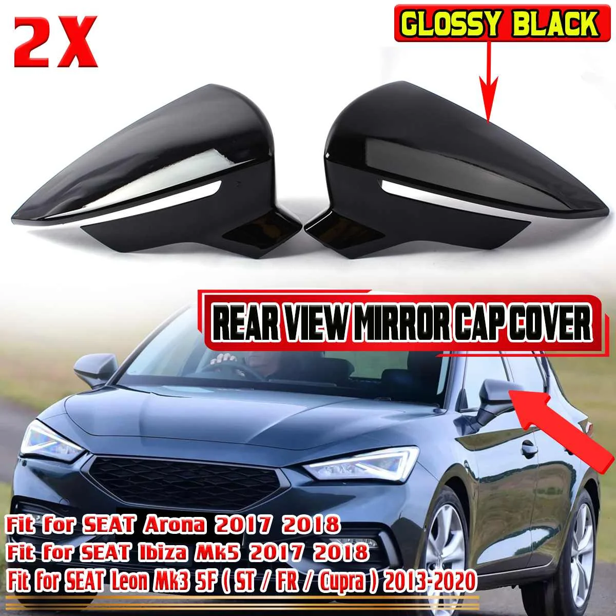 

Mirror Cap For Seat Leon 5F MK3 2013-2020 For Ibiza MK5 For Arona 2017-2018 Car Side Rearview Cover Accessories