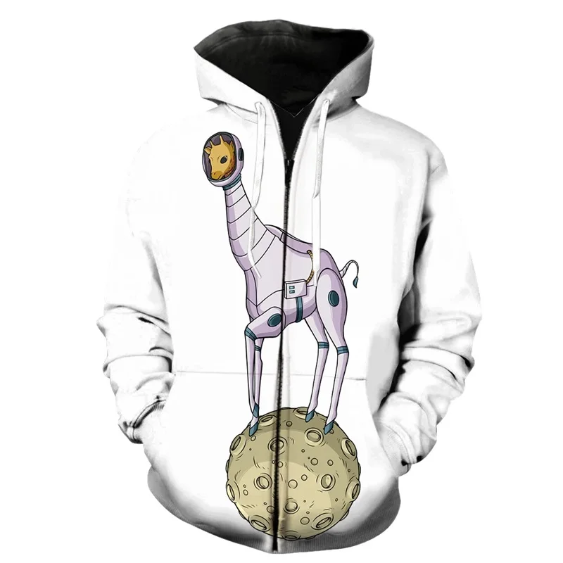 thumbnail image 1 of Sudadera con capucha y cremallera con estampado 3D de astronauta de dibujos animados creativos para hombres y mujeres, sudaderas, tops, sudaderas con capucha de gran tamaño para niños, 1 of 5
