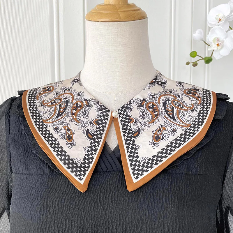 

Paisley Floral Fake Collar Women's Half Shirt Blouse Tops Detachable False Collar Lapel Blouse Tops Shoulder Wraps Small Cape