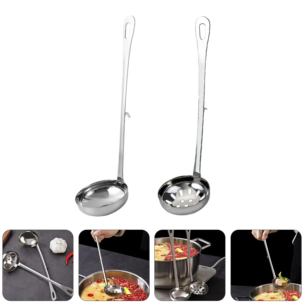 

Filter Spoon Soup Colander with Hook Metal Strainer Slotted Teaspoon Stainless Steel Food Serving