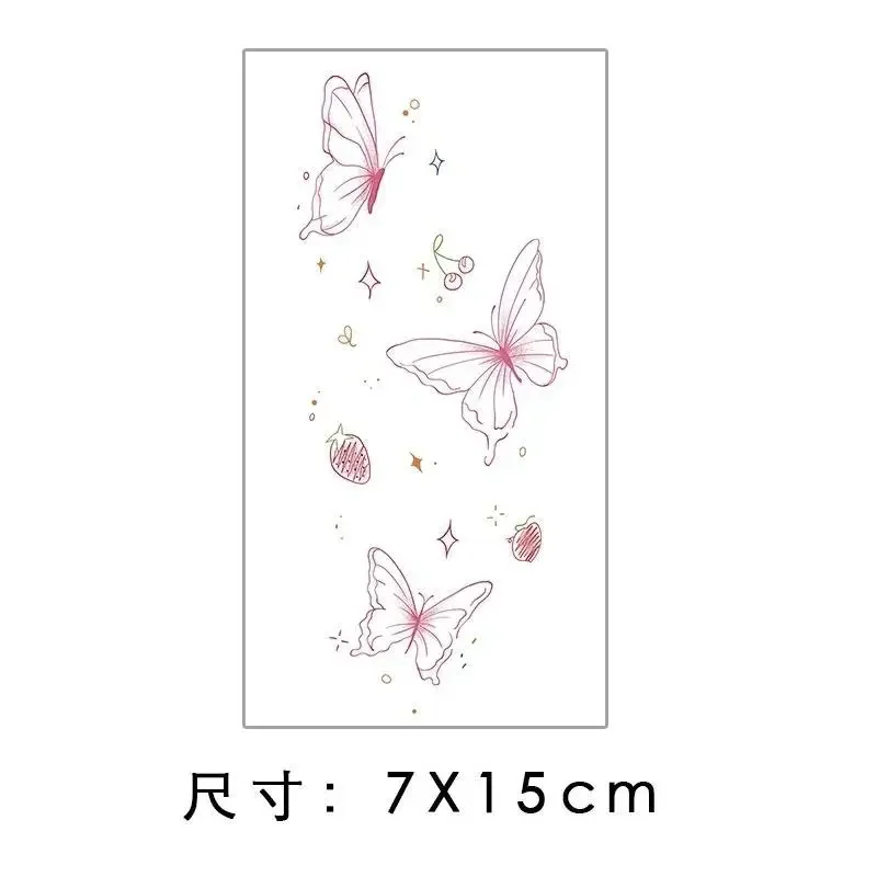 Butterfly Tattoos Set Waterproof Fake Tattoo for Woman Wrist Clavicle Y2K Temporary Tattoos Simple Cute Cherry Tattoo Stickers 4