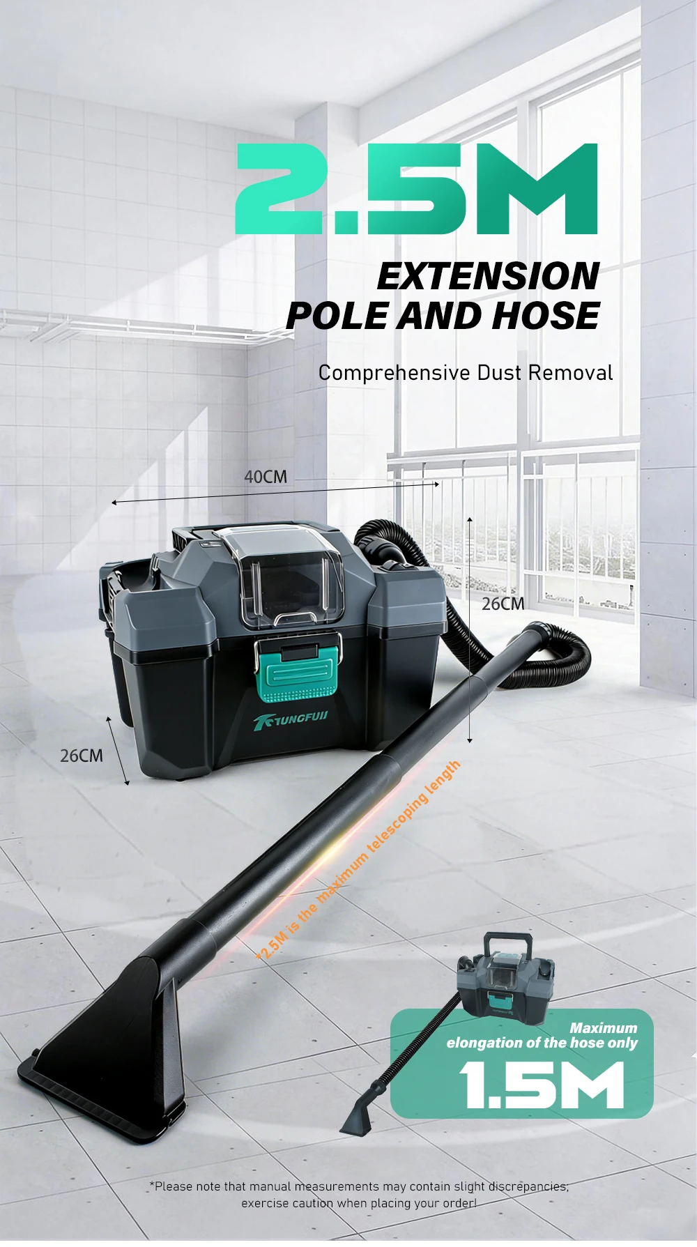 17000Pa Powerful Wet Dry Shop Vacuum 2.5M Long Hose Extension Pole Portable Vacu