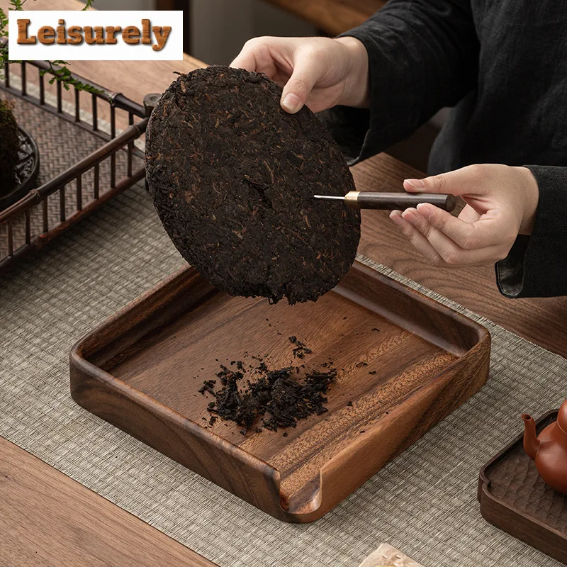 Walnut Wood Tea Tray Large and Small Tea Cakes Awakening Tray Tea Appreciation Plate Household Solid Wood Tea Set Accessories