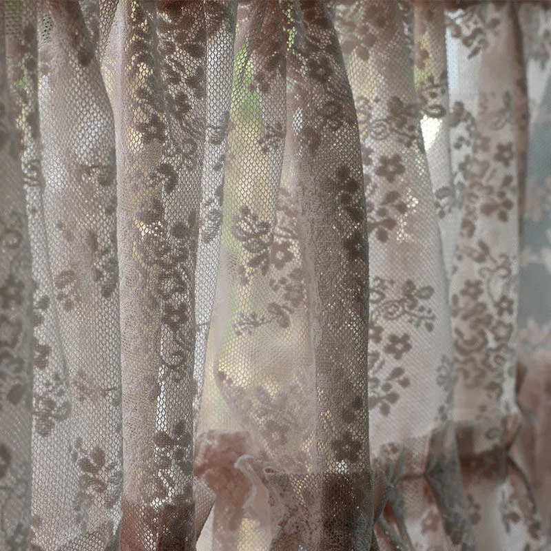 Korean/Japanese Pink Lace Short Curtains Korea Pastoral Flowers Half Curtains for Kitchen Valance #A358 3