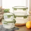 Sealed Round Refrigerator Storage Box with Lid Plastic Trasparent Crisper Food Containers Stackable Microwave-heated Lunch Box 2