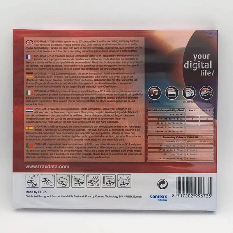 DVD RAM 디스크 재기록 가능 DVD-RAM 디스크, 4.7GB 2-3X 단면 3X 120 분, 로트당 5 개