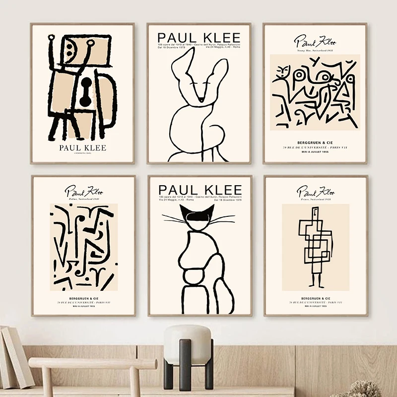 Omaggio A Paul Klee Line Art Museum Exhibition Poster Canvas Painting Abstract Wall Art Per Soggiorno Moderno Home Decor