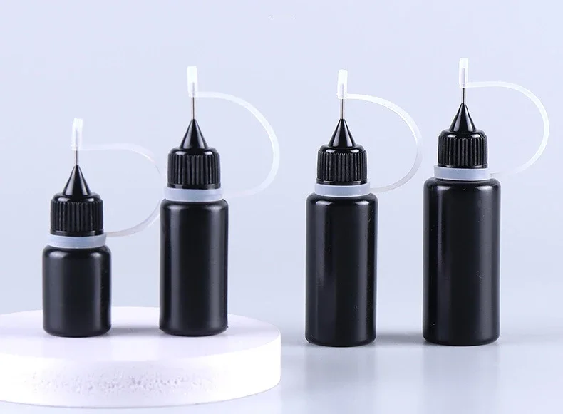 Squeeze Empty Black PE Dropper Bottles With Needle Caps Plastic Bottle Liquid Vial Plastic Container 10pcs