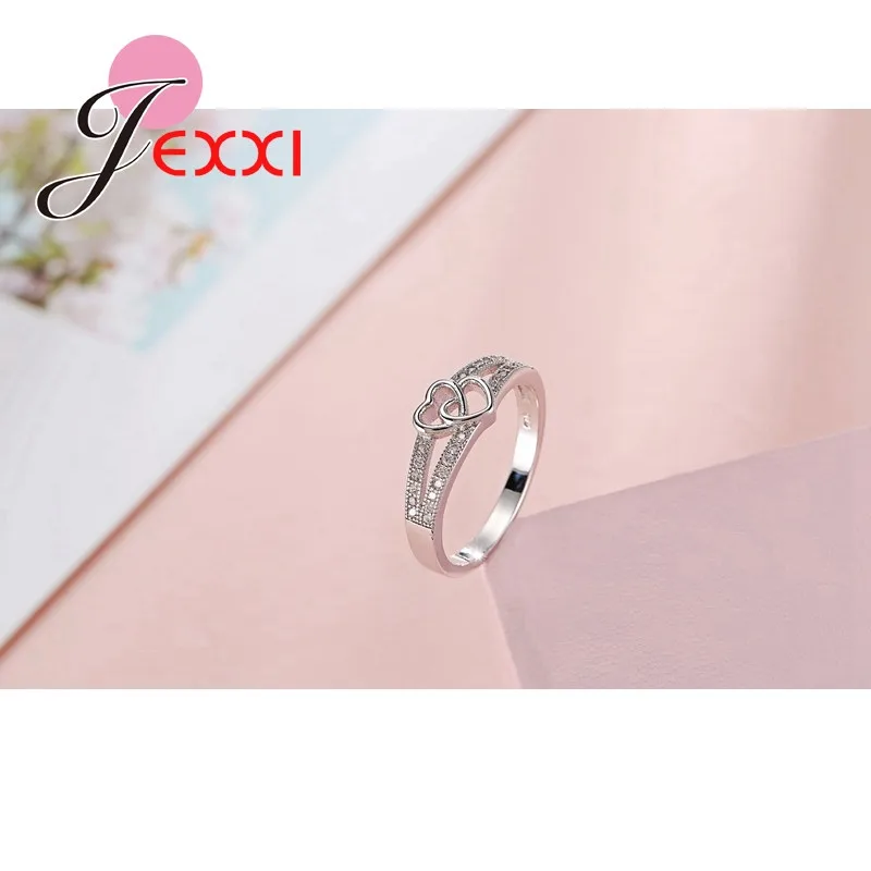 925 Sterling Silver Ring Cross Love Shape For Women Engagement Ceremony Jewelry Simple Natural Sweet Romantic Style Lover Gifts