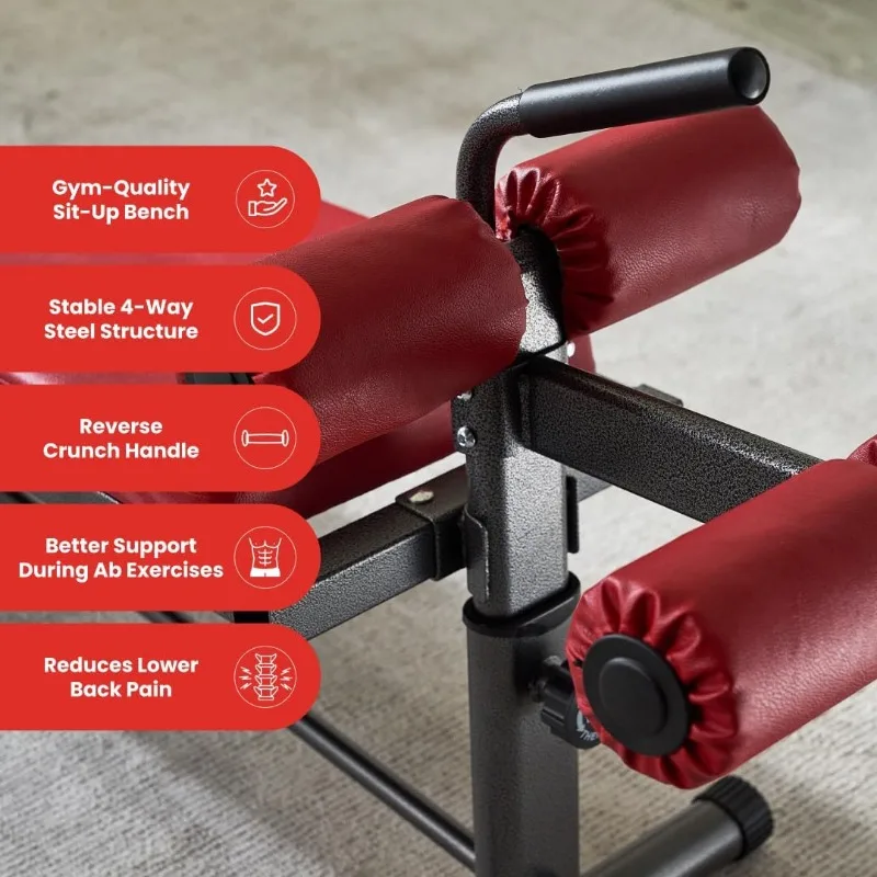 Finer Form Gym-Quality Sit Up Bench with Reverse Crunch Handle-Solid Ab Workout Equipment for Your Home Gym.