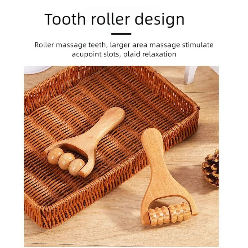 Face Massage Wood Massager Foot Massage Hand Push Roller Slingshot Shoulder Neck Waist Head Body Massage Tool