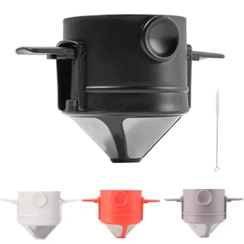 Foldable Portable Coffee Filter COffee Maker Stainless Steel Drip COffee Tea Holder Reusable Paperless Pour Over Dripper