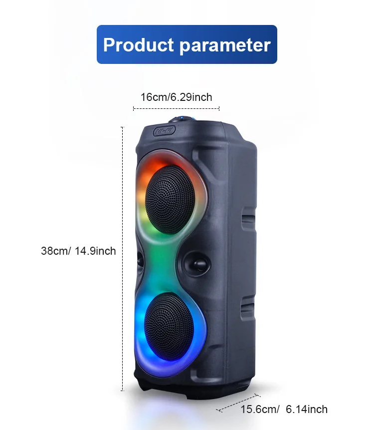Wireless bluetooth speaker Portable bluetooth speaker Portable speakers Audio speakers TWS Wireless Portable FM Bluetooth 5.0 Party Light Speaker Subwoofer Heavy Bass Sound System Outdoor Karaoke