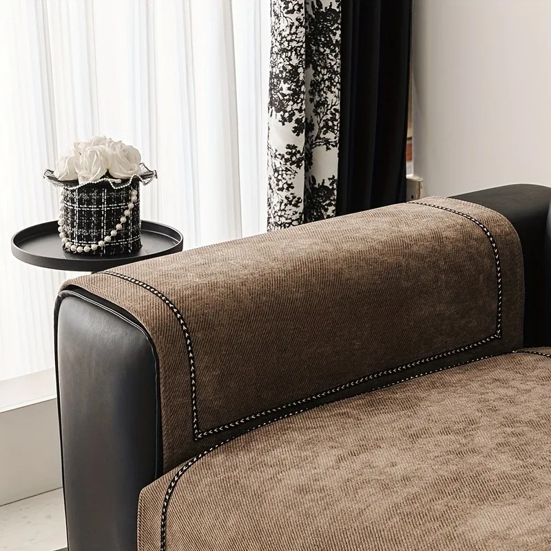 Vintage-Style Chenille Sofa Slipcover Image 5