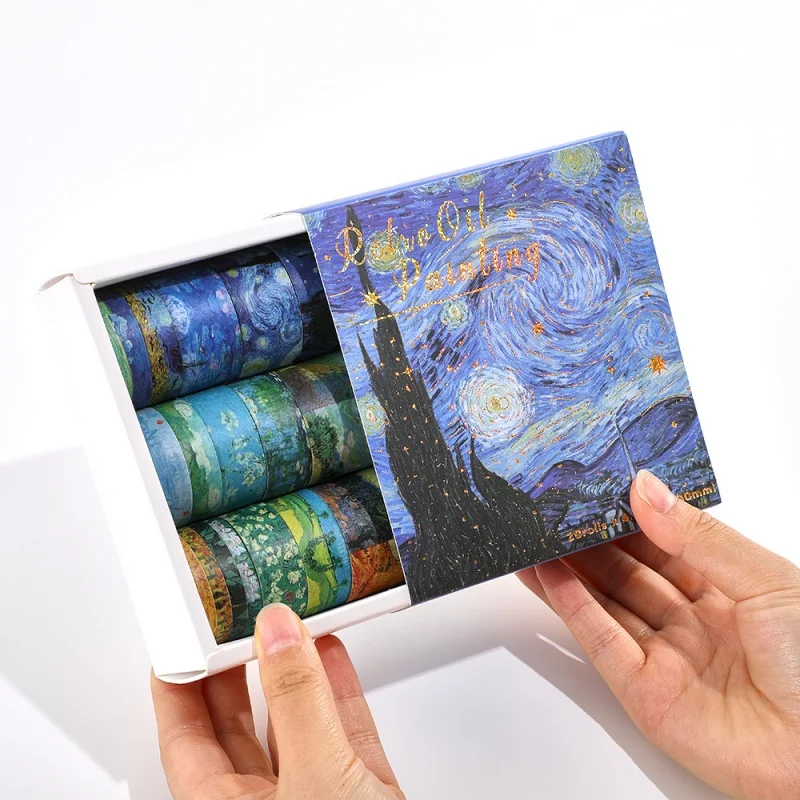 박스당 20롤 반 고흐 유화 시리즈 테이프 스크랩북 데코레이션 핸드 어카운트 콜라주 선물용 문구 테이프 스티커