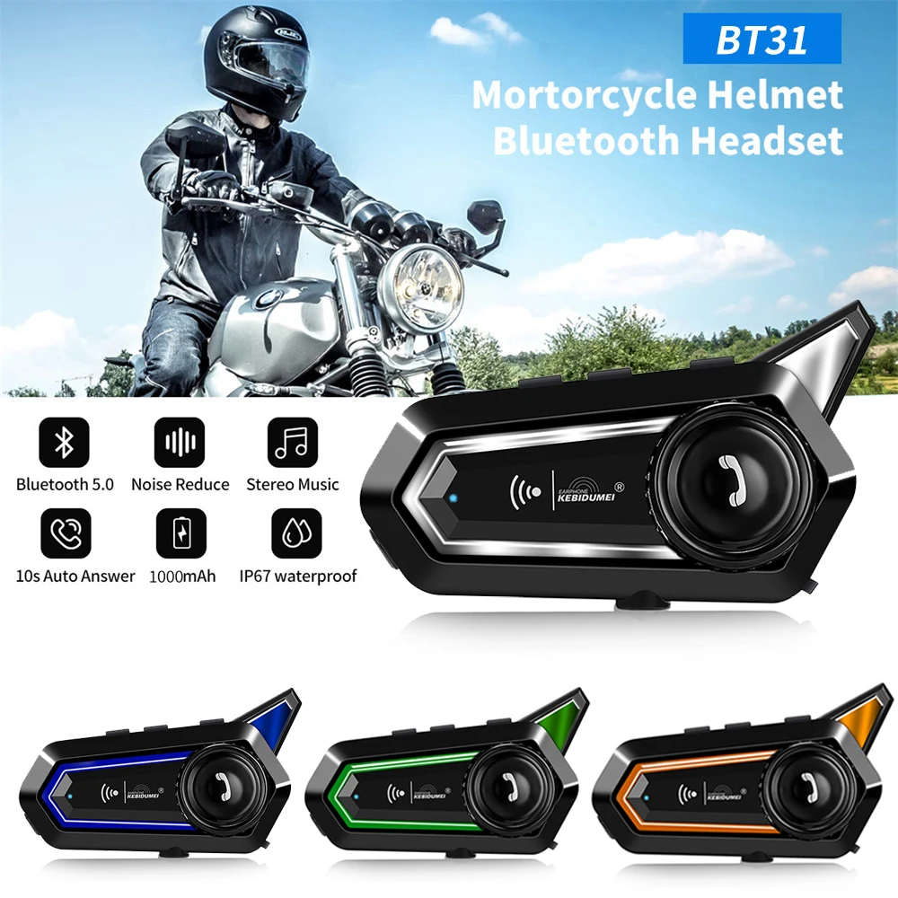 

BT31 Boxed Motorcycle Helmet Headset Bluetooth Waterproof Wireless Earphone 1000 mAh Battery With Mic Automatic Handsfree Call