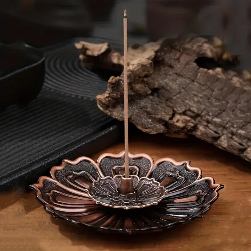 Incense Burner Stick Holder Plate Bronze Nasturtium