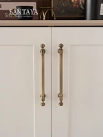 Santaya มือจับตู้ครัวสุดหรู มือจับลิ้นชักตู้เสื้อผ้า มือจับเปลือกหอย ฮาร์ดแวร์เฟอร์นิเจอร์ ทองเหลืองโบราณขัดเงา 4