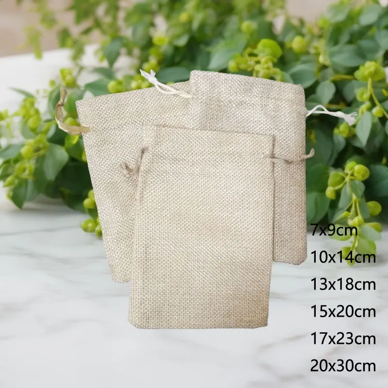 

30pcs Jute Hessian Bag Sack Linen Burlap Bags Drawstring Gift Bag for Jewelry Wedding Supplies Christmas Packaging Storage Pouch