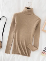 Korean Fashion Turtleneck Women Autumn Winter Pullover Sweater Basic Solid Casual Slim Stretch Ribbed Knitted Top Woman Sweaters 5