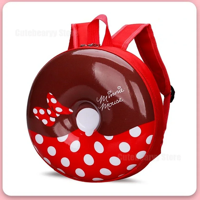 Disney Mickey Minnie Donut Backpack New Cute Cartoon Creative High Capacity Students Children Kindergarten Schoolbag Kids Gifts