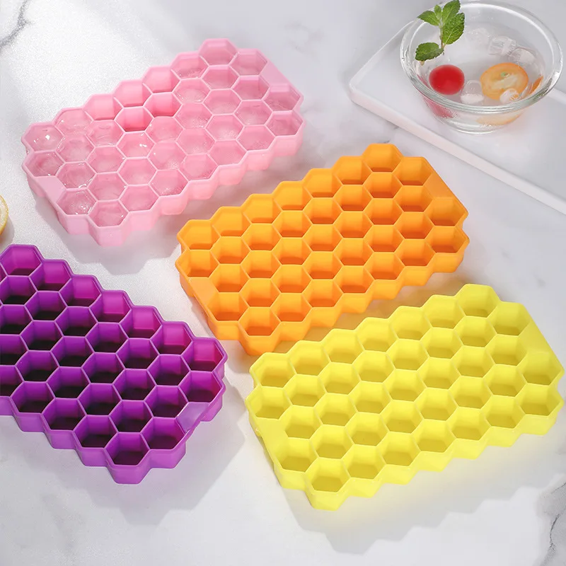 37 cavà vassoio per cubetti di ghiaccio creativo scatola di ghiaccio a forma di alveare stampo per ghiaccio riutilizzabile in Silicone con coperchio scatola per congelatore per succhi di frutta estate