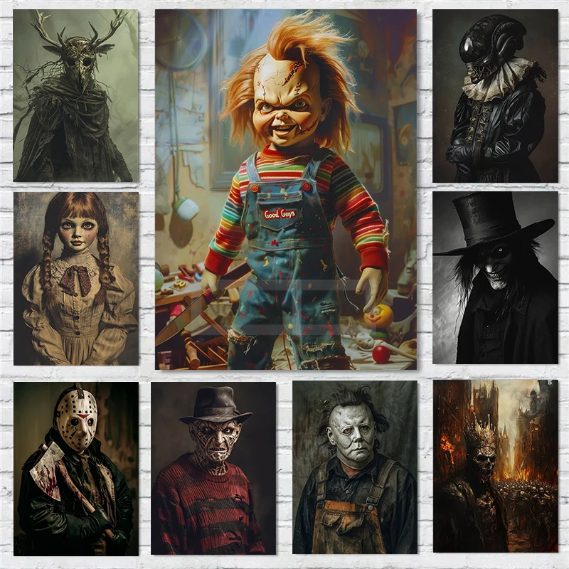 Classic Horror Movie Character Poster Gothic Darkness Prints Canvas Painting Wall Art Pictures Home Room Modern Halloween Decor 1
