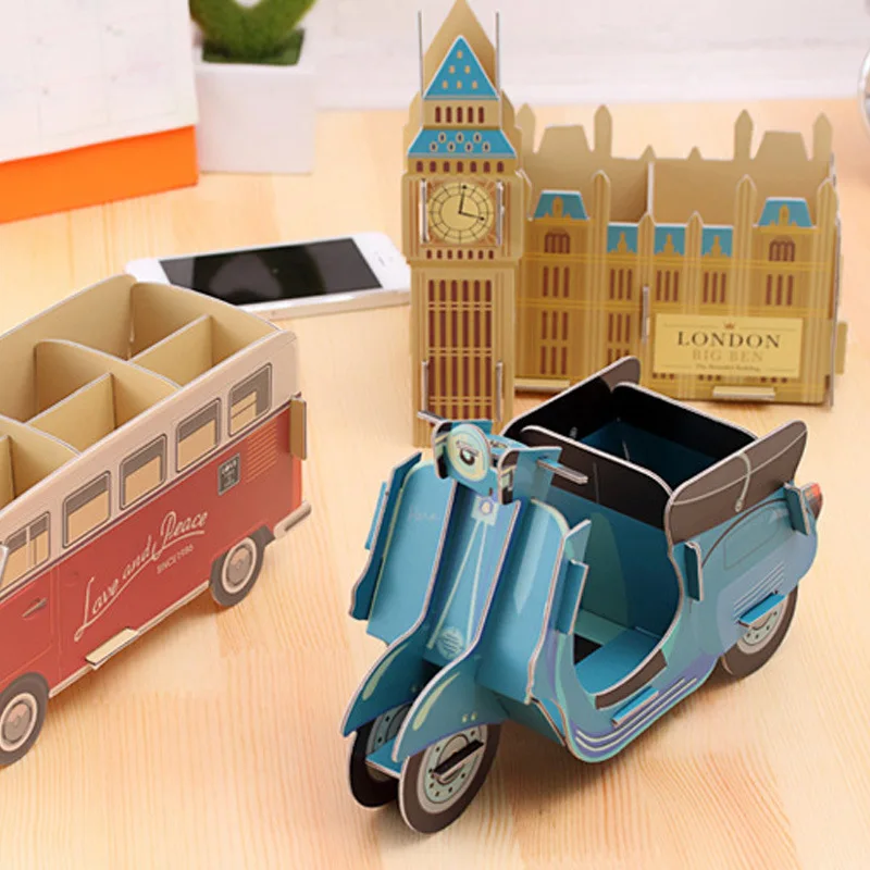 DIY Paper Desktop Storage Box Pen Holder Desk Cosmetic Box Office Desk Decoration Office Accessories Cute Accessories