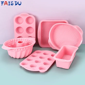 FAIS DU Pink Nonstick Silicone Bakeware Set Baking Cake Pan for Pastry Cake Muffin Cupcake Bread Molds Baking Accessories Tools 1