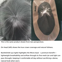 Toupet pour hommes Fine Mono hommes toupet système de remplacement de cheveux humains prothèse capillaire unités de cheveux noirs naturels 4