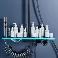 Bathroom Shower Set Smart Digital Display Thermostatic Four Function Piano Key Wall Mount Grey Luxury  Faucet System New 2