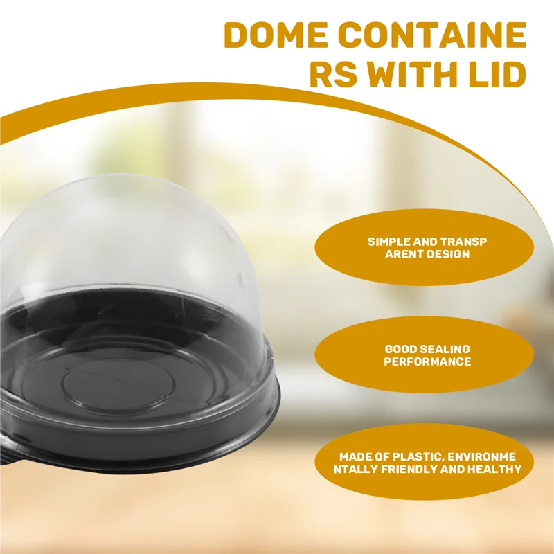 A19F-50 חבילת מיניות לקפקייקים קופסאות פלסטיק שקופות עם מכסי כיפה למאפין, מונקייק, קינוח, גבינה ומאפה