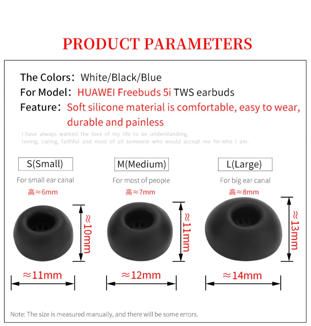 2Pcs Quality Silicone Ear Tips for Freebuds 5i TWS Eartips True Wireless Earbuds Tips With Filter Screen Soft Earplugs
