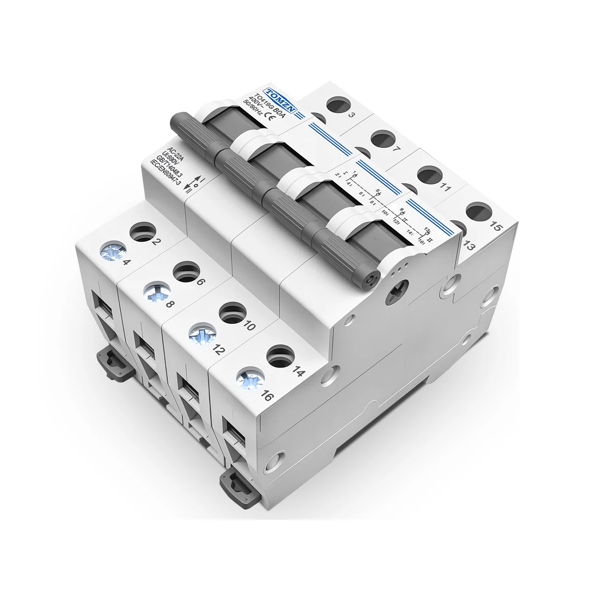 TOMZN TO419G Changeover Switch 1234P 400V~ 80A MTS Dual Power Manual Transfer Isolating Interlock Circuit Breaker Disconnectable