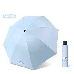Compact Foldable Umbrella - Waterproof, Windproof & Anti - UV Protection for All Weather Conditions (Sky Blue)