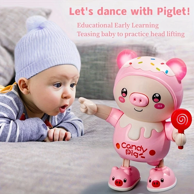 WOWFU-Upgraded Electronic Pets Pig Dancing Toy Doll, Electric Lighting Music Twisting Swing Left And Right Walking