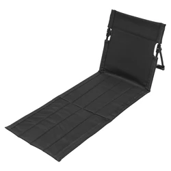 Foldable Outdoor Camping Chair with Backrest and Cushion (Black)