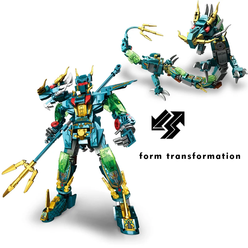 Morphing Mecha Beast 2in1 Green Dragon Model DIY Transformable Robot Building Bl