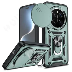 Rugged Military Grade Armor Case with 360° Ring Bracket and Slide Lens Cover for Honor Magic 7 Lite (Green)