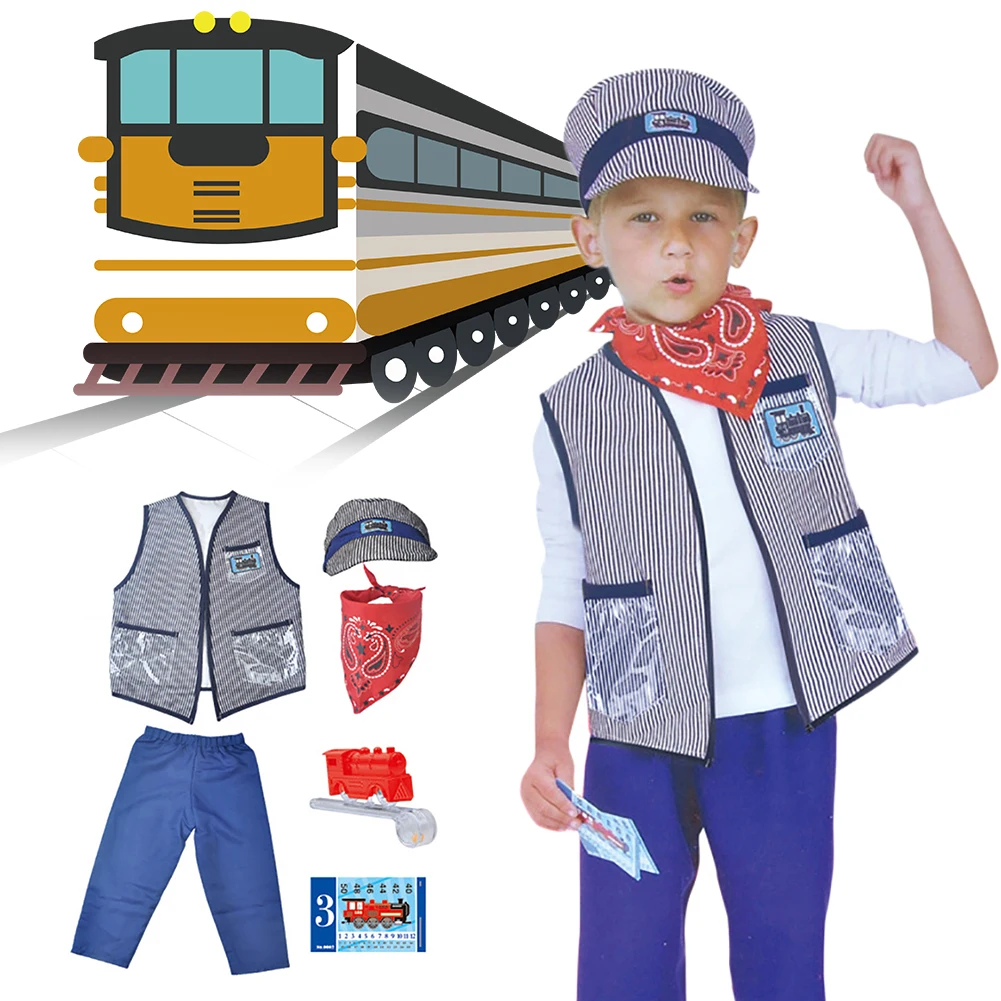 Princess Pretend Toys Kids Train Engineer Conductor Costume For Prom Performance