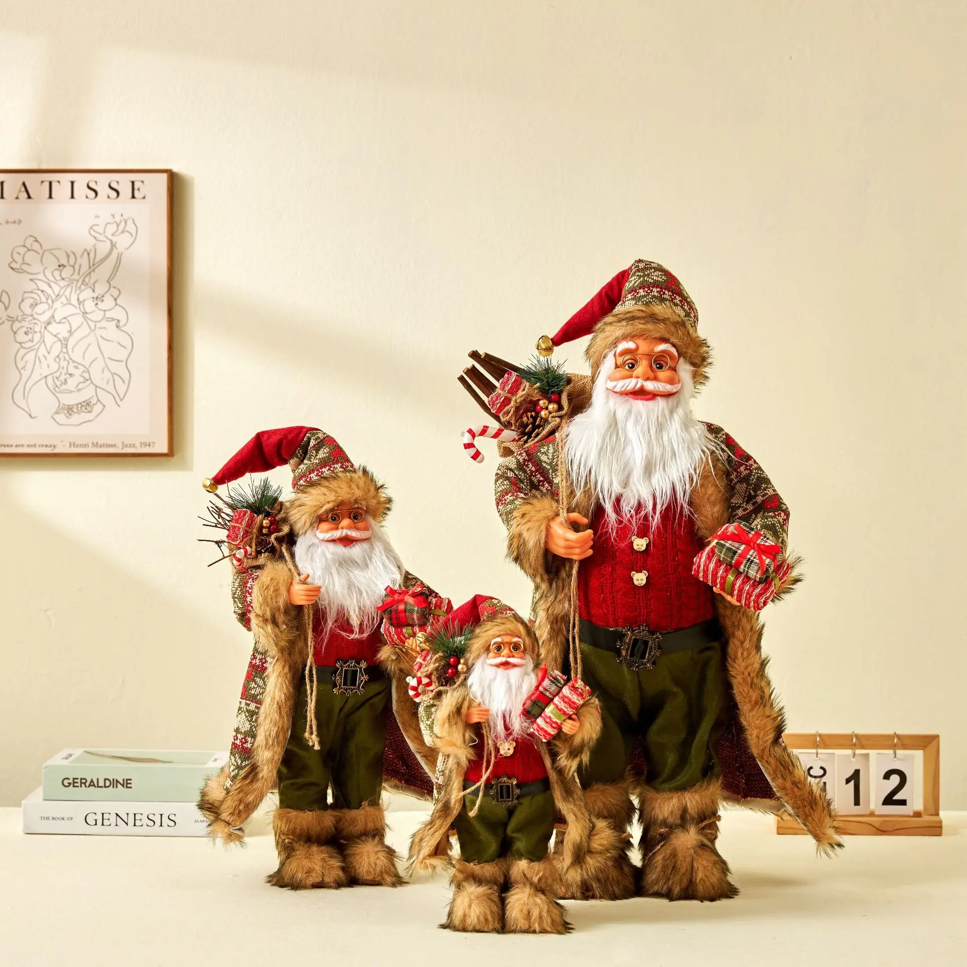 

45/30cm New Big size Christmas Santa Claus Dolls Standing Ornaments 2023 Christmas Home Decoration Kids Gifts Happy New Year