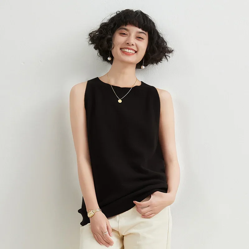 

99.99% of the clothes can be worn with ~100 cashmere neck sling short knit bottoming shirt for women's slim vest.