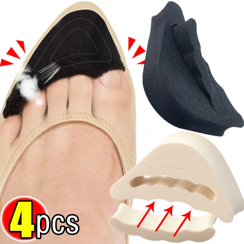 

4pcs High Heel Toe Plug Insert Adjustment Size Insoles Women Shoes Toe Front Filler Cushion Pain Relief Anti-heel Drop Protector