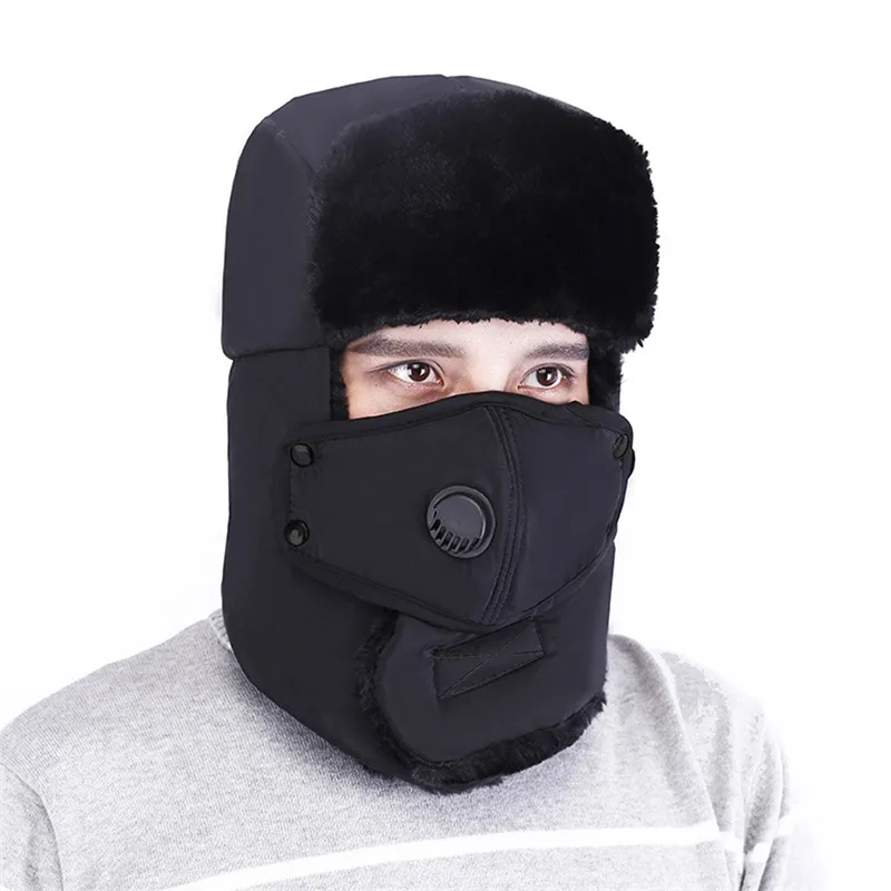 Windproof Warm Hat Winter Warm Bomber Hats Men Women Russian Trapper Thermal Hat Trooper Snow Ski Cap Acrylic Lei Feng Cap