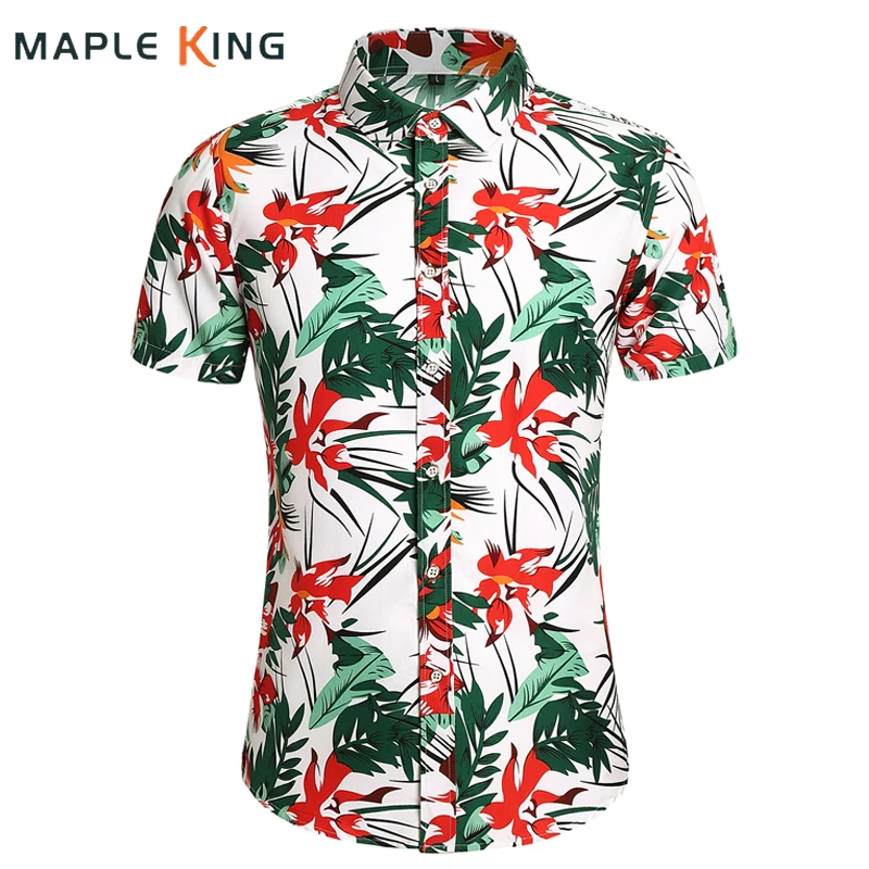 

Винтажные рубашки на пуговицах, Мужская модная одежда с коротким рукавом, летние праздничные рубашки с цветочным принтом, Гавайские мужские топы