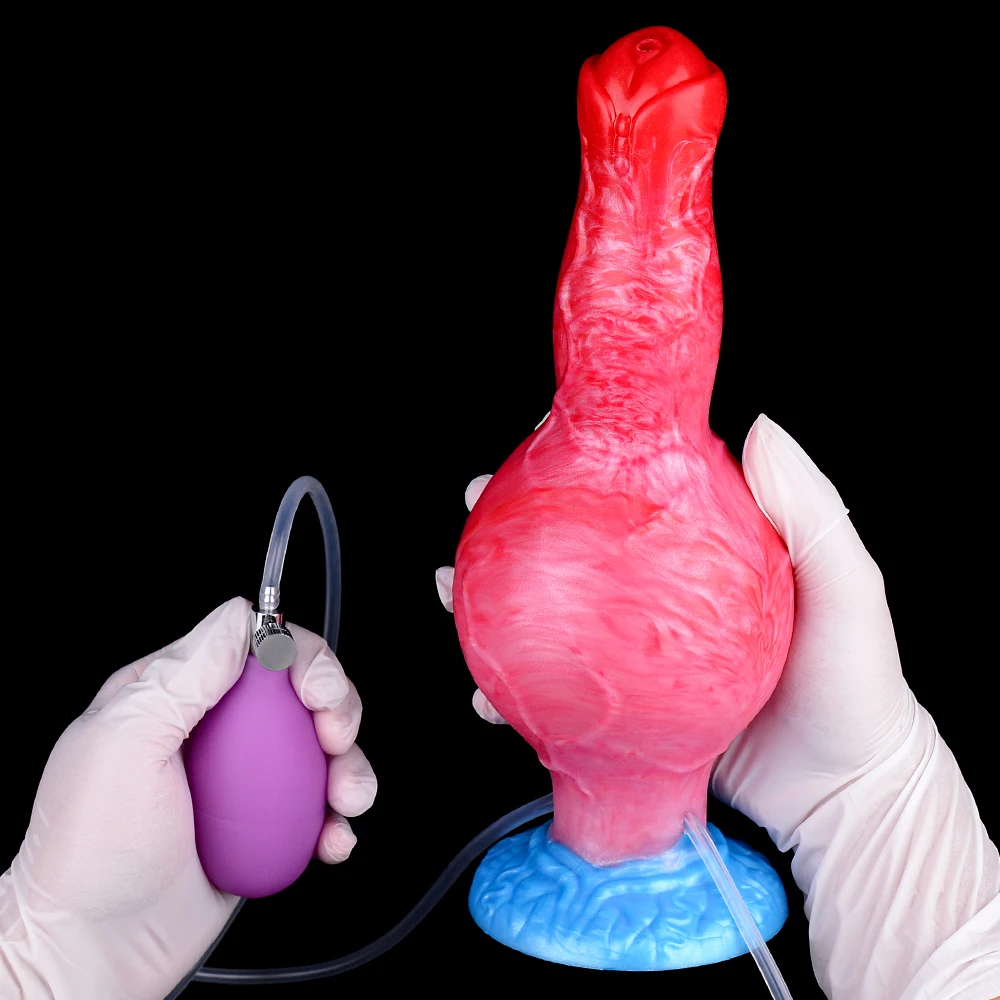 Sex Toys Silicone Inflatable Ejaculation Penis Suction Cup Fantasy Squirting Knot Dildo Anal Plug For Women Men