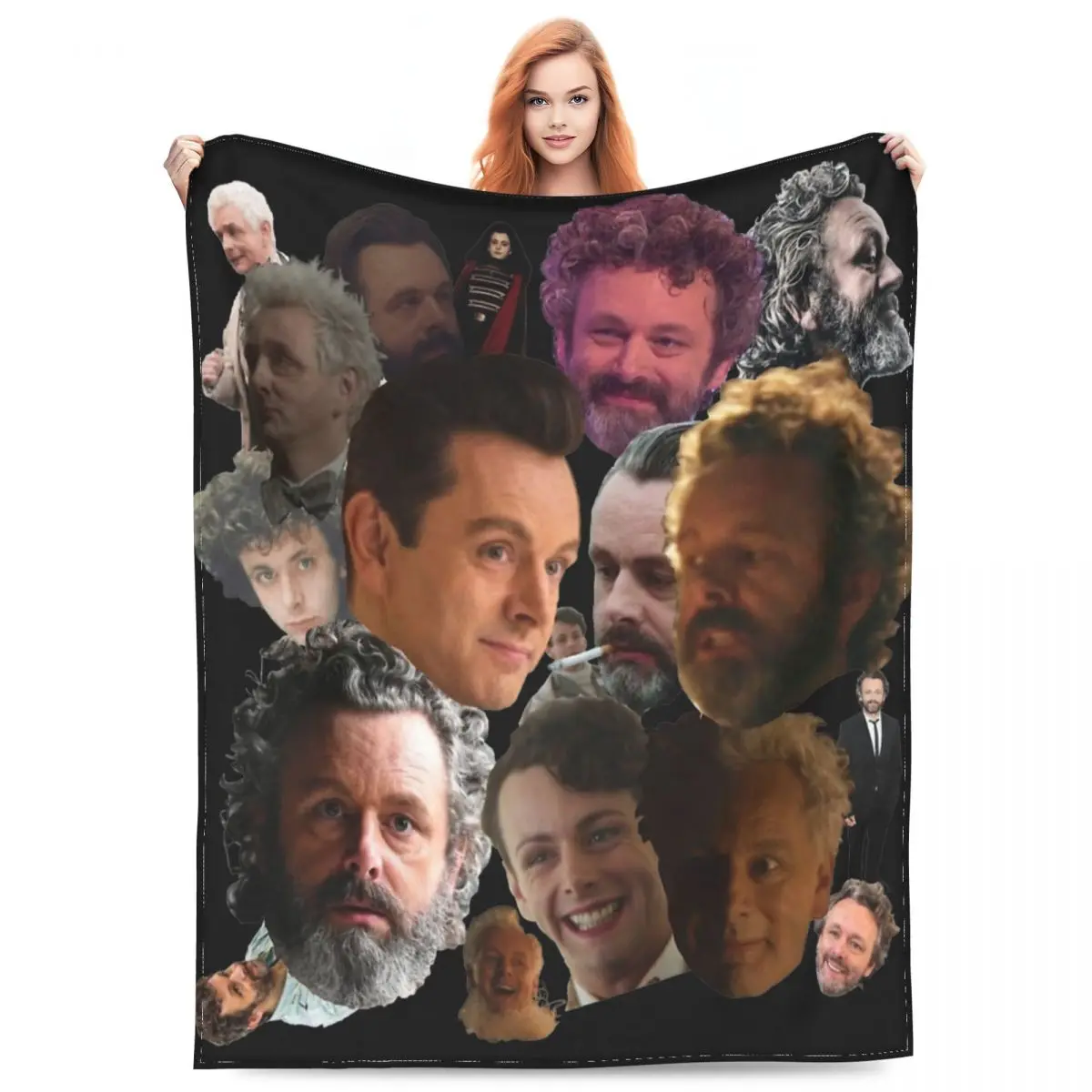 

Michael Sheen Photo Collage Throw Blanket Flannel Bedding Vintage Throw Blankets Cozy Super Warm for Car Rug Piece