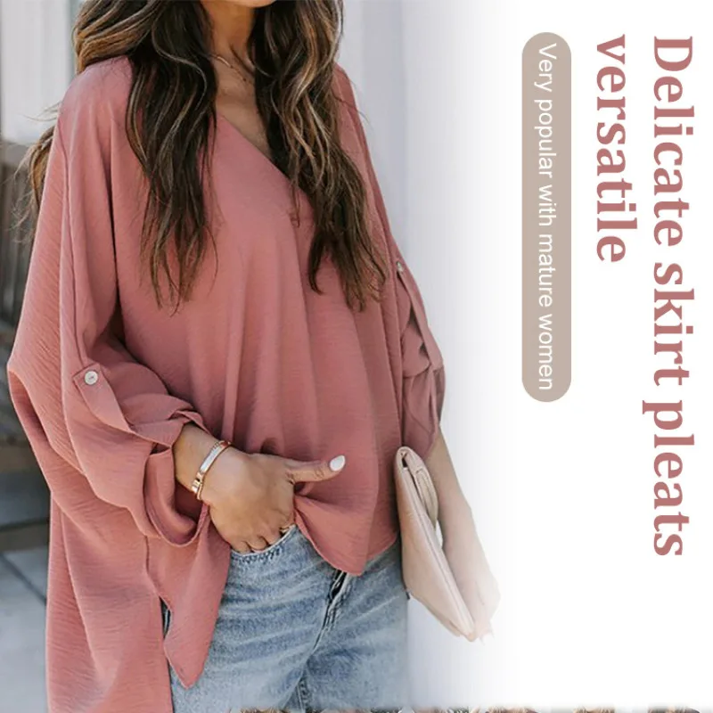 Women's V-Neck Loose Shirt Shorts Suit