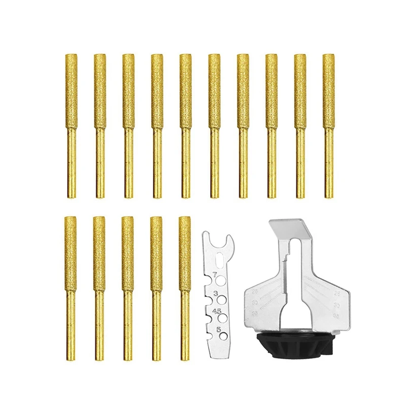 

15Pcs Diamond Coated Cylindrical Burr Set Chainsaw Sharpener Stone File Chain Saw Carving Abrasive Grinding Tools