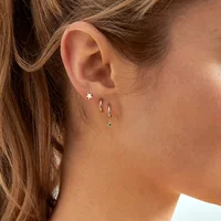 ROXI INS Trend 925 Sterling Silver 18K Gold 3PCS Stud Earring Sets For Women Piercing fancy Zircon Ear Punk Street Jewelry Set - Image 2